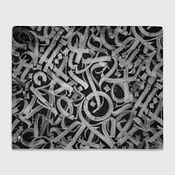 Плед флисовый Черно-белая каллиграфия, цвет: 3D-велсофт
