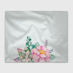 Плед флисовый Цветы нарисованные акварелью - снизу, цвет: 3D-велсофт