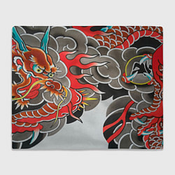 Плед флисовый Иредзуми: дракон в дыму, цвет: 3D-велсофт
