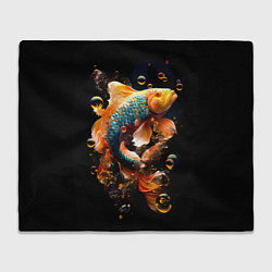 Плед флисовый Золотая рыбка с изумрудной чешуей, цвет: 3D-велсофт