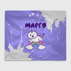 Плед флисовый Марго кошка единорожка, цвет: 3D-велсофт