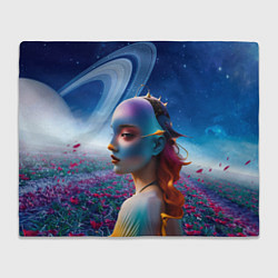 Плед флисовый Девушка с похожей планеты, цвет: 3D-велсофт