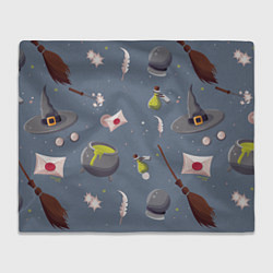 Плед флисовый Паттерн с магическими принадлежностями, цвет: 3D-велсофт