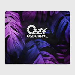 Плед флисовый Ozzy Osbourne neon monstera, цвет: 3D-велсофт