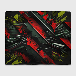 Плед флисовый Черные плашки на красном фоне, цвет: 3D-велсофт