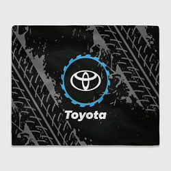 Плед флисовый Toyota в стиле Top Gear со следами шин на фоне, цвет: 3D-велсофт