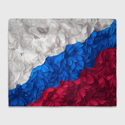 Плед флисовый Флаг России из цветов, цвет: 3D-велсофт