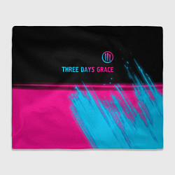 Плед флисовый Three Days Grace - neon gradient: символ сверху, цвет: 3D-велсофт