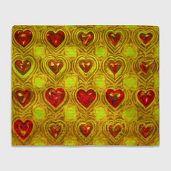 Плед флисовый Узор рубиновые сердца, цвет: 3D-велсофт