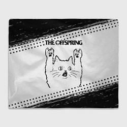 Плед флисовый The Offspring рок кот на светлом фоне, цвет: 3D-велсофт