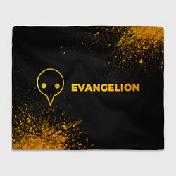 Плед флисовый Evangelion - gold gradient: надпись и символ, цвет: 3D-велсофт