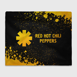 Плед флисовый Red Hot Chili Peppers - gold gradient: надпись и с, цвет: 3D-велсофт