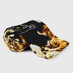 Плед флисовый Blink 182 рок кот и огонь, цвет: 3D-велсофт — фото 2