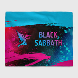 Плед флисовый Black Sabbath - neon gradient: надпись и символ, цвет: 3D-велсофт