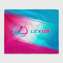 Плед флисовый Lexus neon gradient style: надпись и символ, цвет: 3D-велсофт