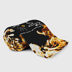 Плед флисовый Nickelback рок кот и огонь, цвет: 3D-велсофт — фото 2