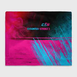 Плед флисовый Counter-Strike 2 - neon gradient: символ сверху, цвет: 3D-велсофт