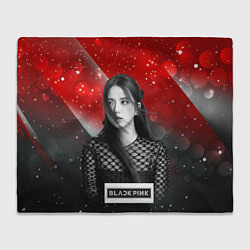 Плед флисовый Jisoo black red background, цвет: 3D-велсофт