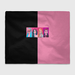 Плед флисовый Группа Black pink на черно-розовом фоне, цвет: 3D-велсофт