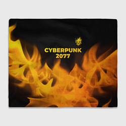 Плед флисовый Cyberpunk 2077 - gold gradient: символ сверху, цвет: 3D-велсофт