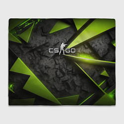 Плед флисовый CS GO green black abstract, цвет: 3D-велсофт