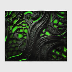 Плед флисовый Green black abstract, цвет: 3D-велсофт