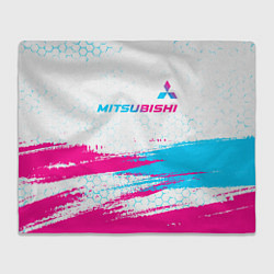 Плед флисовый Mitsubishi neon gradient style: символ сверху, цвет: 3D-велсофт