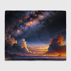 Плед флисовый Млечный путь и облака на закате, цвет: 3D-велсофт