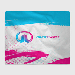 Плед флисовый Great Wall neon gradient style: надпись и символ, цвет: 3D-велсофт