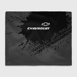 Плед флисовый Chevrolet speed на темном фоне со следами шин: сим, цвет: 3D-велсофт