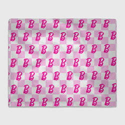 Плед флисовый Розовая шашка и Барби, цвет: 3D-велсофт
