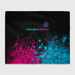 Плед флисовый Volkswagen - neon gradient: символ сверху, цвет: 3D-велсофт