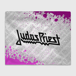 Плед флисовый Judas Priest rock legends: надпись и символ, цвет: 3D-велсофт