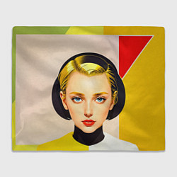 Плед флисовый Девушка с жёлтыми волосами конструктивизм, цвет: 3D-велсофт