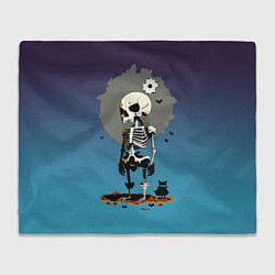 Плед флисовый Funny skeleton - neural network - halloween, цвет: 3D-велсофт