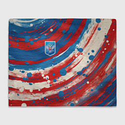 Плед флисовый Герб России и брызги краски, цвет: 3D-велсофт