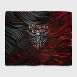 Плед флисовый Baldurs Gate 3 logo dark red black, цвет: 3D-велсофт