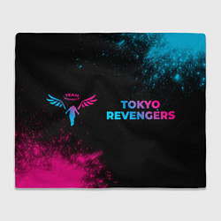 Плед флисовый Tokyo Revengers - neon gradient: надпись и символ, цвет: 3D-велсофт
