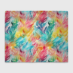 Плед флисовый Акварельные листья паттерн, цвет: 3D-велсофт