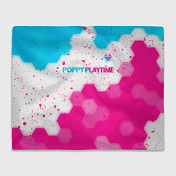 Плед флисовый Poppy Playtime neon gradient style: символ сверху, цвет: 3D-велсофт