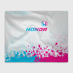 Плед флисовый Honda neon gradient style: символ сверху, цвет: 3D-велсофт