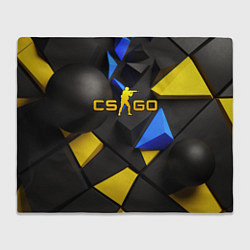 Плед флисовый CSGO blue yellow abstract, цвет: 3D-велсофт