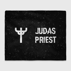 Плед флисовый Judas Priest glitch на темном фоне: надпись и симв, цвет: 3D-велсофт