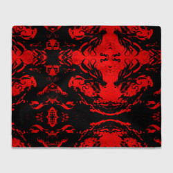 Плед флисовый Черный дракон на красном небе, цвет: 3D-велсофт