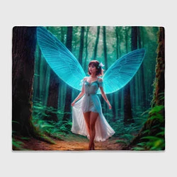 Плед флисовый Девушка фея в дремучем лесу, цвет: 3D-велсофт