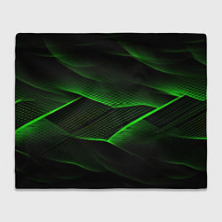Плед флисовый Зеленые абстрактные полосы, цвет: 3D-велсофт