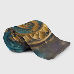 Плед флисовый Синий золотой водоворот декоративный орнамент, цвет: 3D-велсофт — фото 2