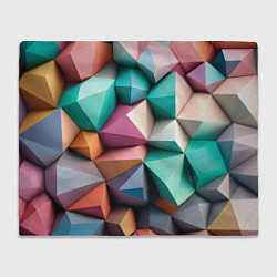 Плед флисовый Полигональные объемные кубы и тетраэдры в пастельн, цвет: 3D-велсофт