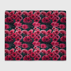 Плед флисовый Красные цветы узор, цвет: 3D-велсофт