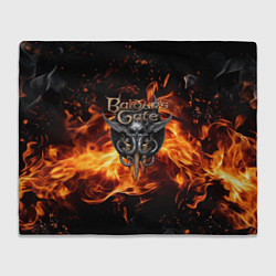 Плед флисовый Baldurs Gate 3 fire logo, цвет: 3D-велсофт